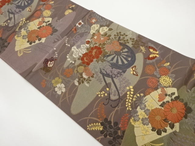 JAPANESE FUKURO OBI / WOVEN FOLDING FAN PATTERN